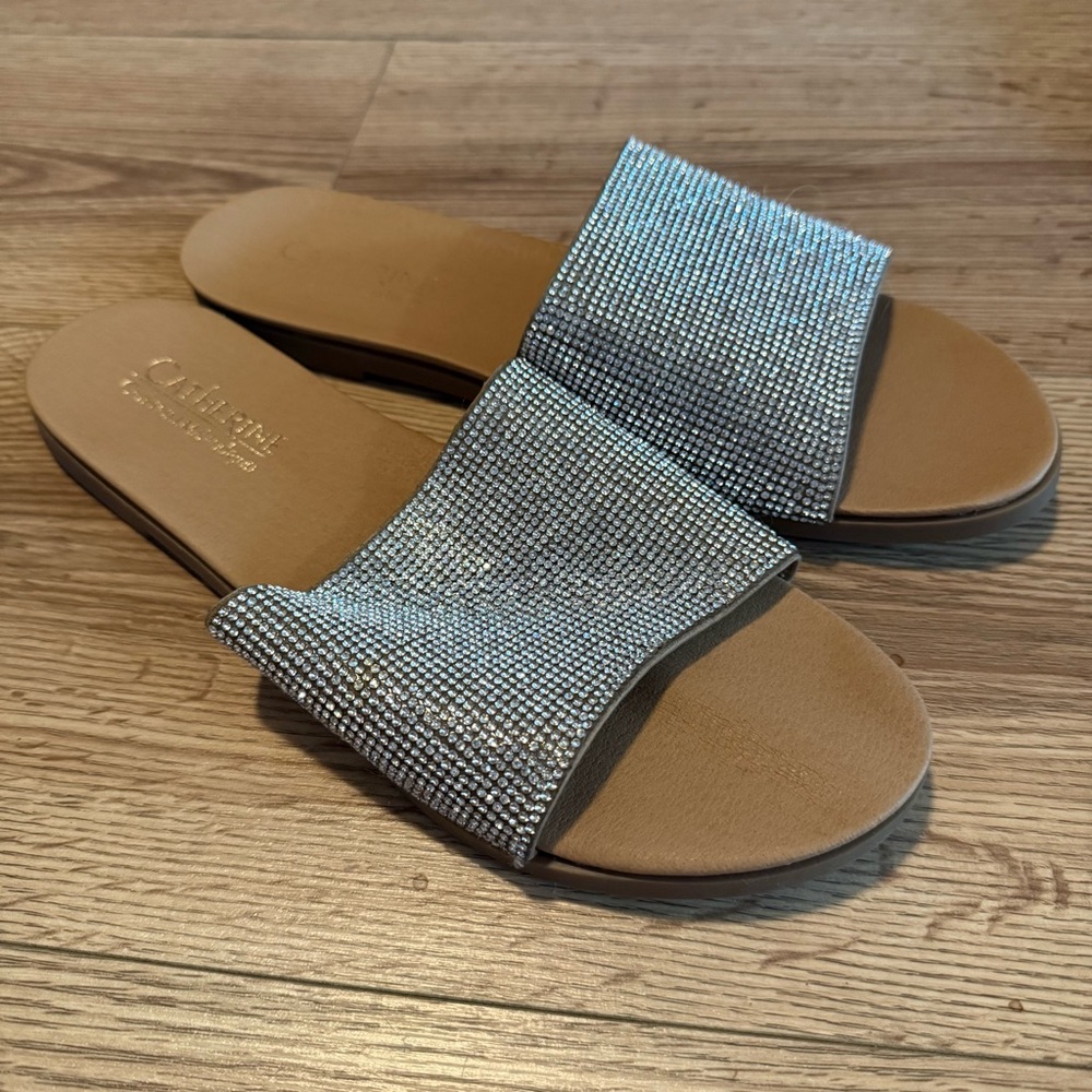 Catherine Malandrino Women's Rhinestone Slide Sandals